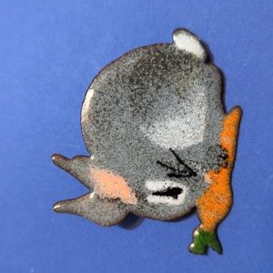 Vintage Enamel Hand Painted Bunny Rabbit Brooch Pin
